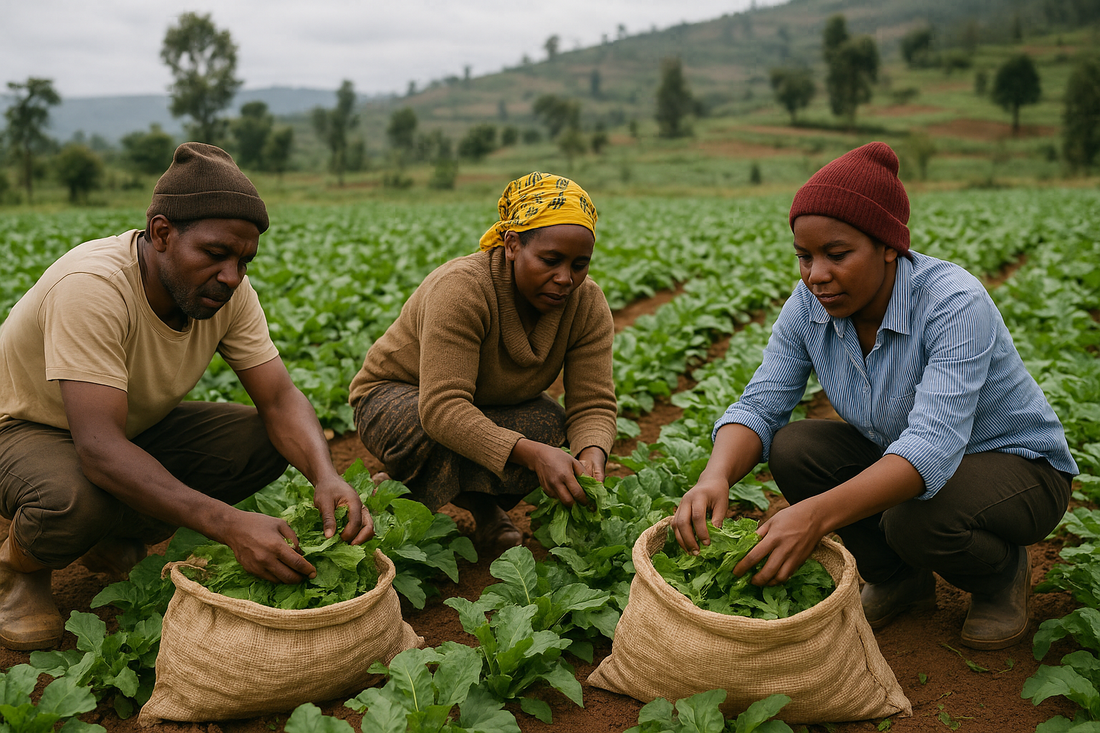 Women collecting vegetables at a farm