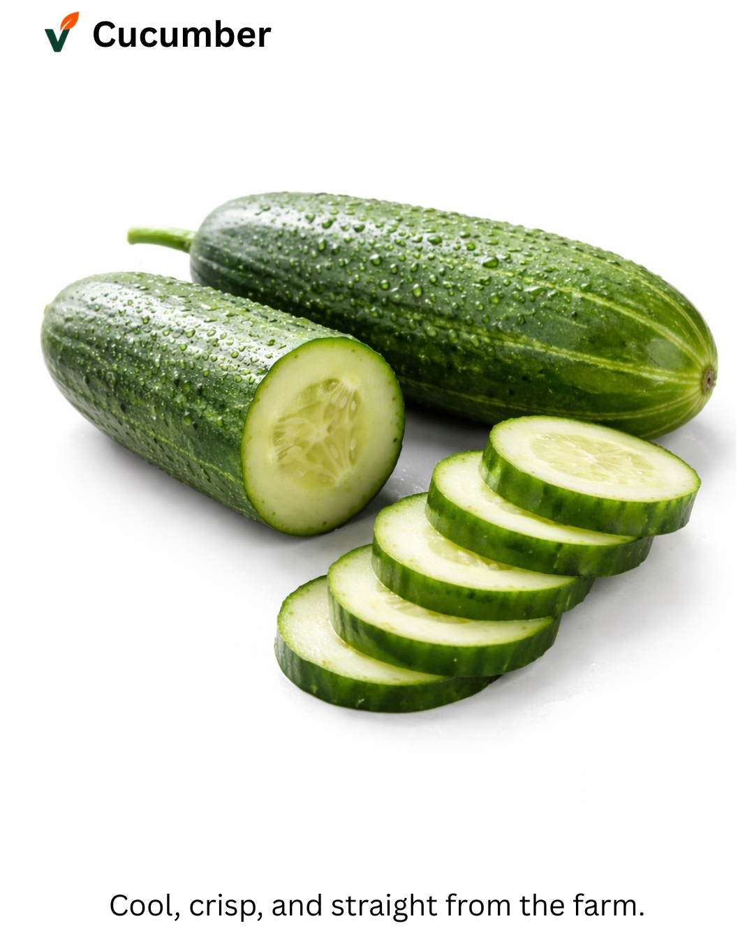 Cucumbers with a sliced cucumber on a white background, featuring the Cucumber brand logo.